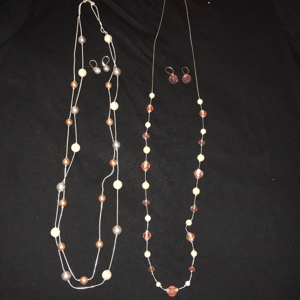 Large Bead Necklace Set with Earrings